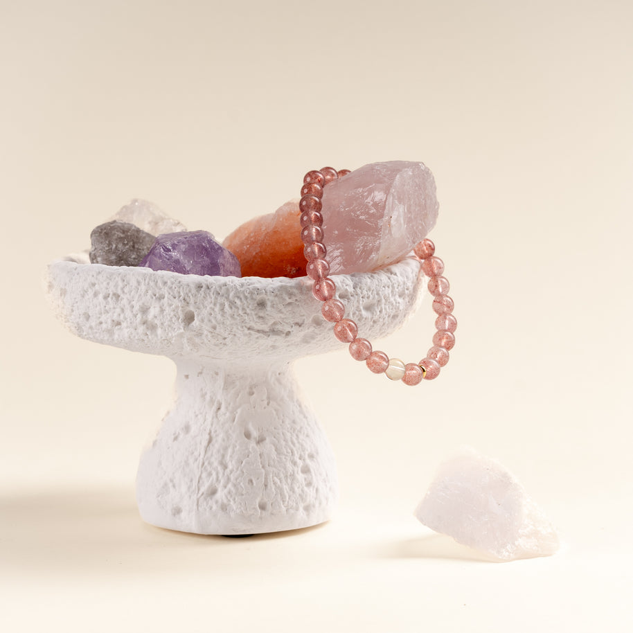 Self-Love Love Untouched Light Strawberry Quartz Citrine Handmade Bracelet·Metal｜Clarity — atmosphere image 1