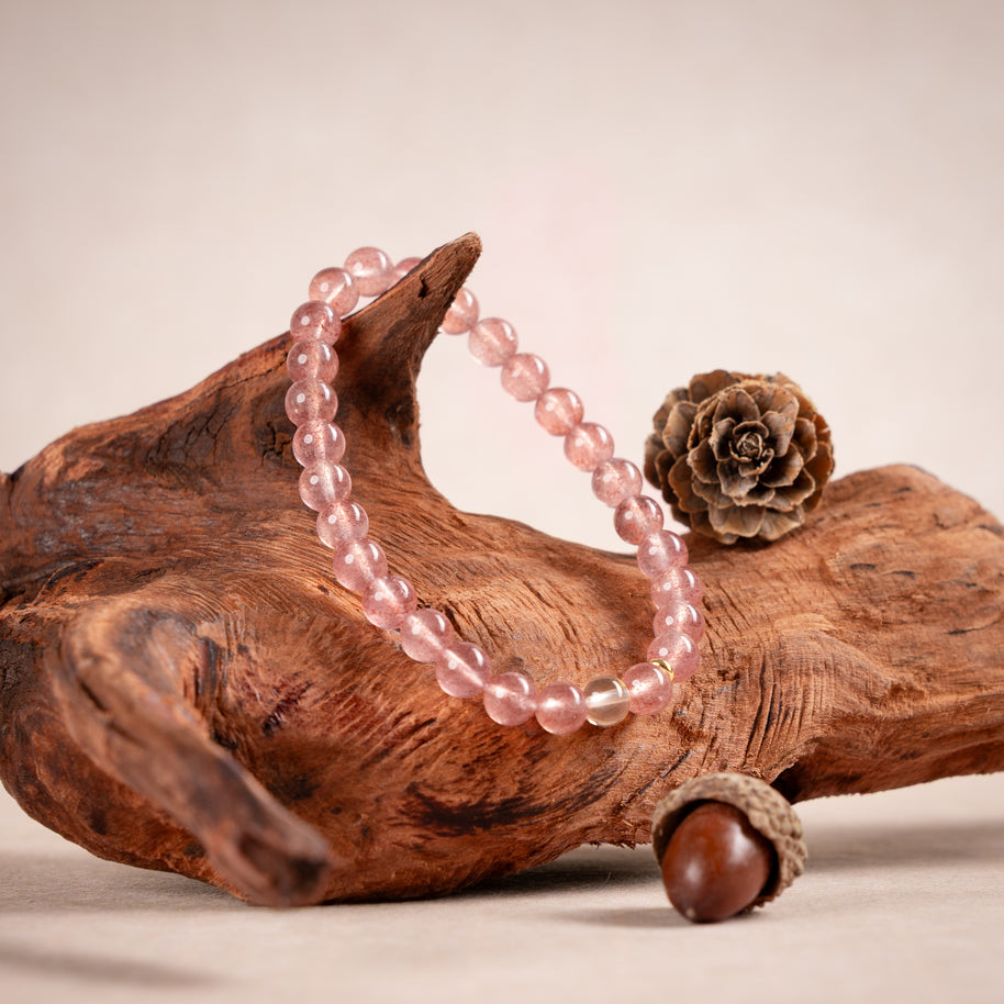 Self-Love Love Untouched Light Strawberry Quartz Citrine Handmade Bracelet·Metal｜Clarity — atmosphere image 2