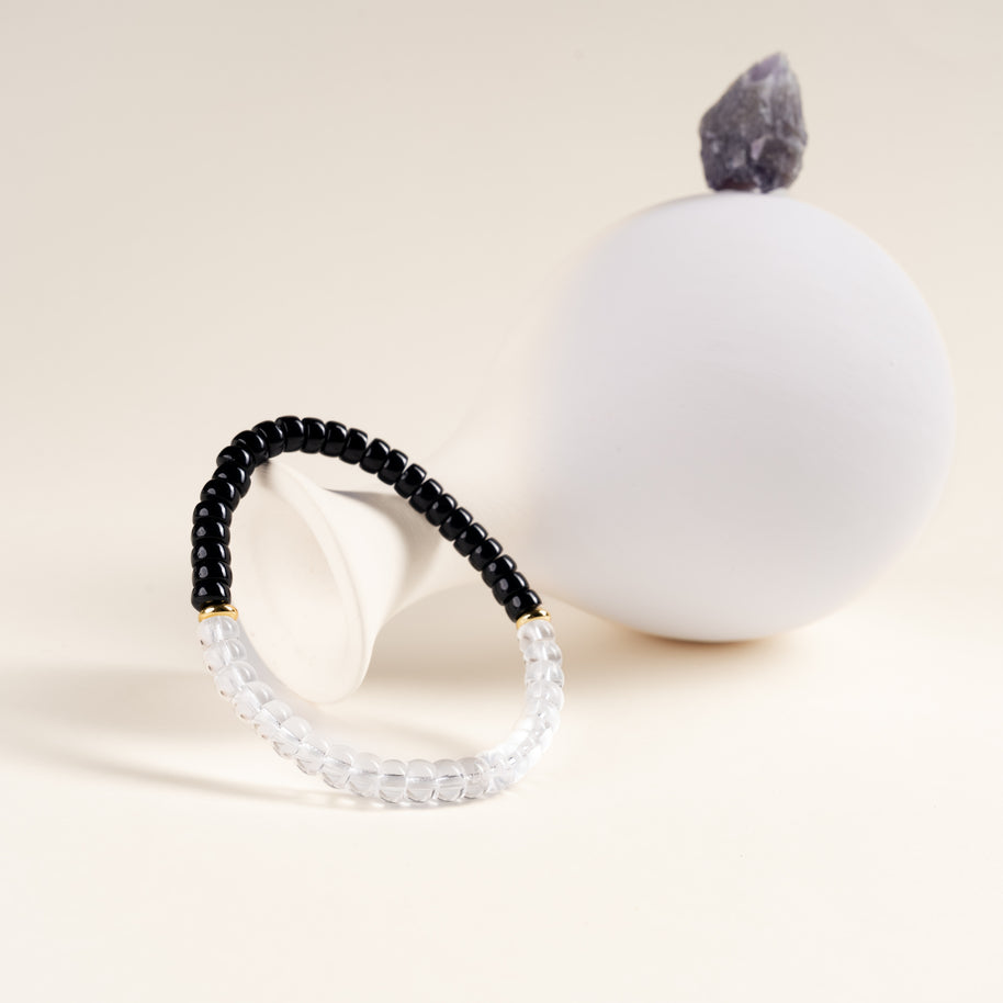Source Connection Intuition Heart of Ice Clear Quartz Black Tourmaline Handmade Bracelet·Metal｜Clarity — atmosphere image 1