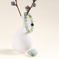 Abundance Calm Glimmer Through Leaves Green Quartz Green Fluorite Handmade Bracelet·Wood｜Growth — atmosphere image 1