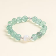 Cleansing Intuition Clear Light Dream White Phantom Quartz Green Fluorite Handmade Bracelet·Metal｜Clarity — main