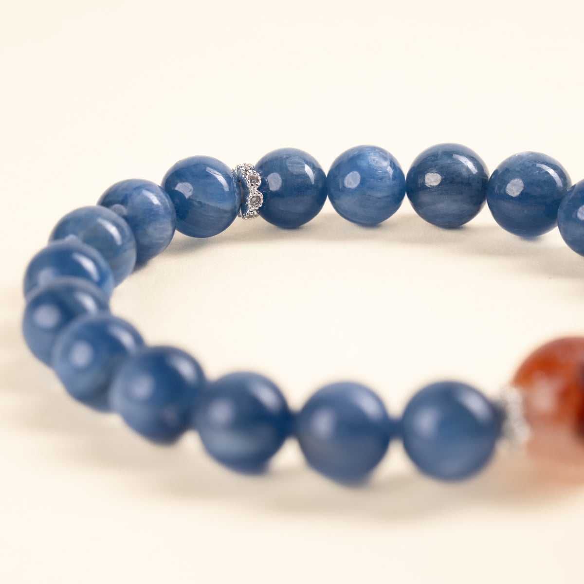 Authentic Expression Clarity Still Waters Run Deep Kyanite Red Accent Stone Handmade Bracelet·Water｜Intuition — detail image 2