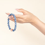Authentic Expression Clarity Still Waters Run Deep Kyanite Red Accent Stone Handmade Bracelet·Water｜Intuition — on-hand image 1