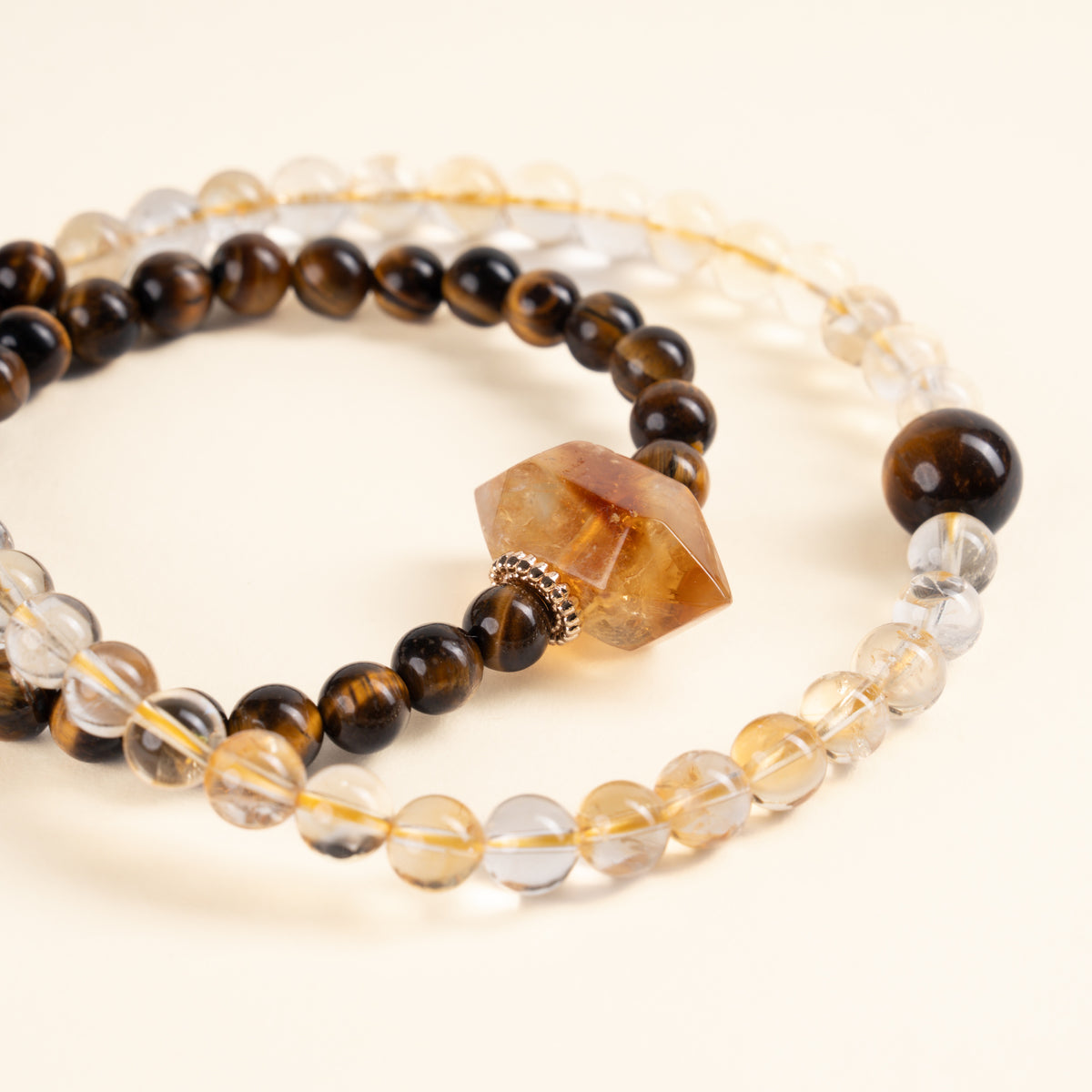 Confidence Career Golden Beginnings II Tiger's Eye Citrine Handmade 2-Wrap Bracelet·Earth｜Grounding — detail image 1