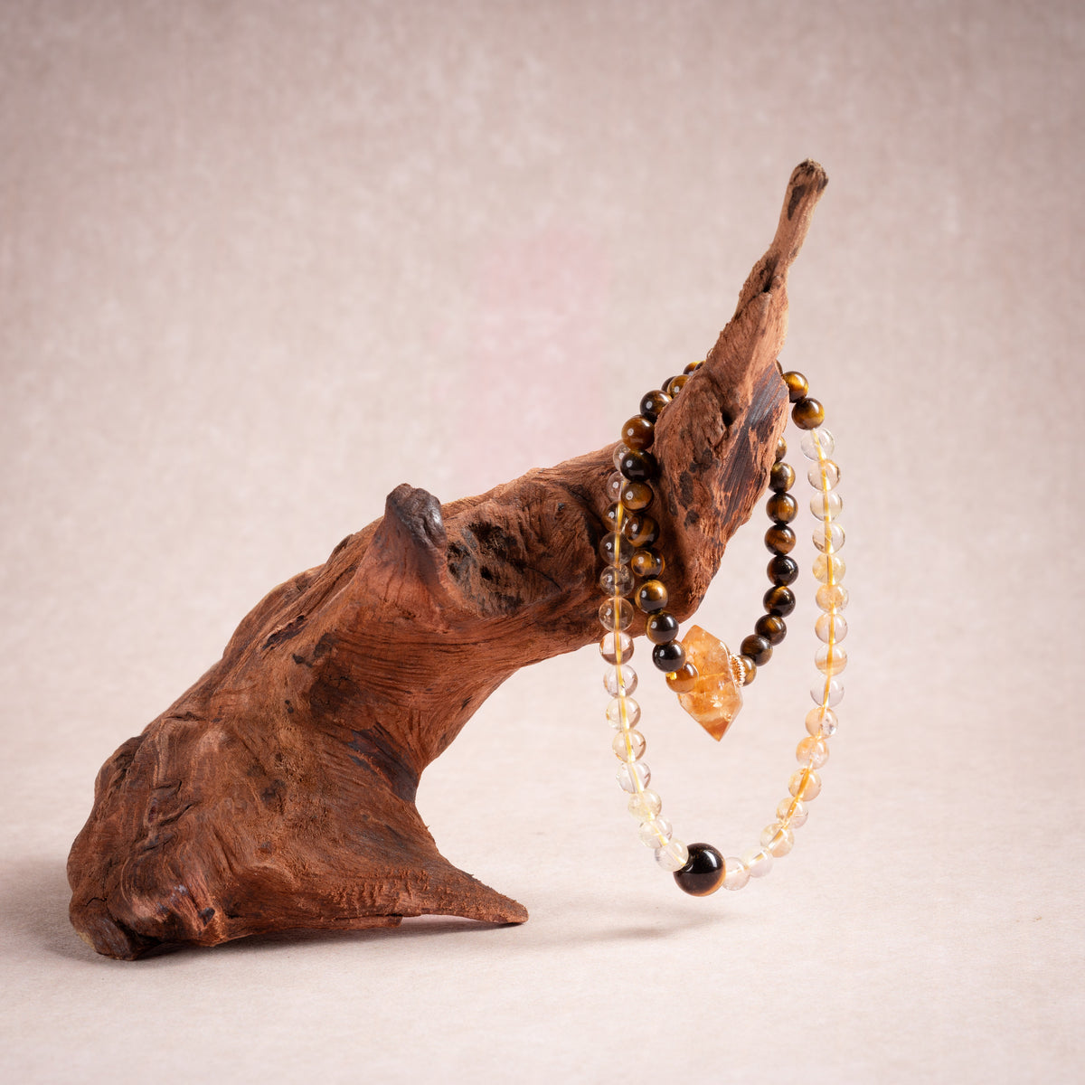 Confidence Career Golden Beginnings II Tiger's Eye Citrine Handmade 2-Wrap Bracelet·Earth｜Grounding — atmosphere image 2