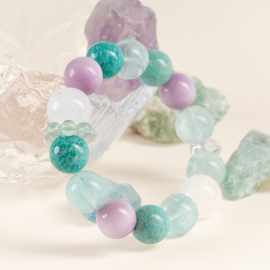 Wisdom Calm Green Branch Dream Green Fluorite Kunzite Handmade Bracelet·Wood｜Growth — atmosphere image 1