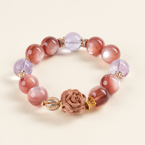 Calm Intuition Sunlit Whisper Amethyst Lepidolite Handmade Bracelet·Fire｜Passion — main