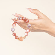 Calm Intuition Sunlit Whisper Amethyst Lepidolite Handmade Bracelet·Fire｜Passion — on-hand image 2