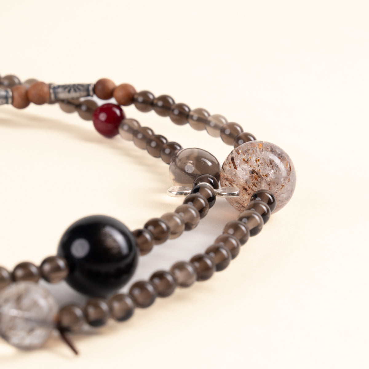 Confidence Career Rising Fortune Golden Tiger's Eye Sandalwood Handmade 3-Loop Bracelet·Earth｜Grounding — detail image 1