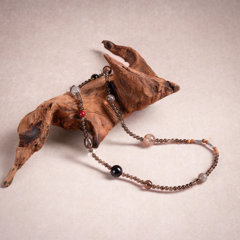 Confidence Career Rising Fortune Golden Tiger's Eye Sandalwood Handmade 3-Loop Bracelet·Earth｜Grounding — atmosphere image 1