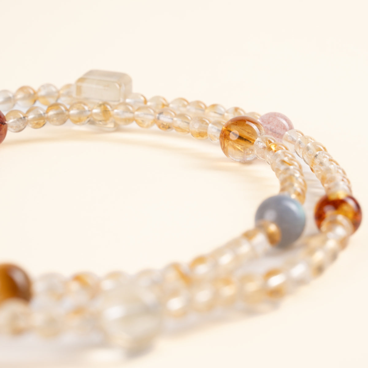 Confidence Career Fertile Gold Golden Tiger's Eye Gold Rutilated Quartz Handmade 3-Loop Bracelet·Earth｜Grounding — detail image 2