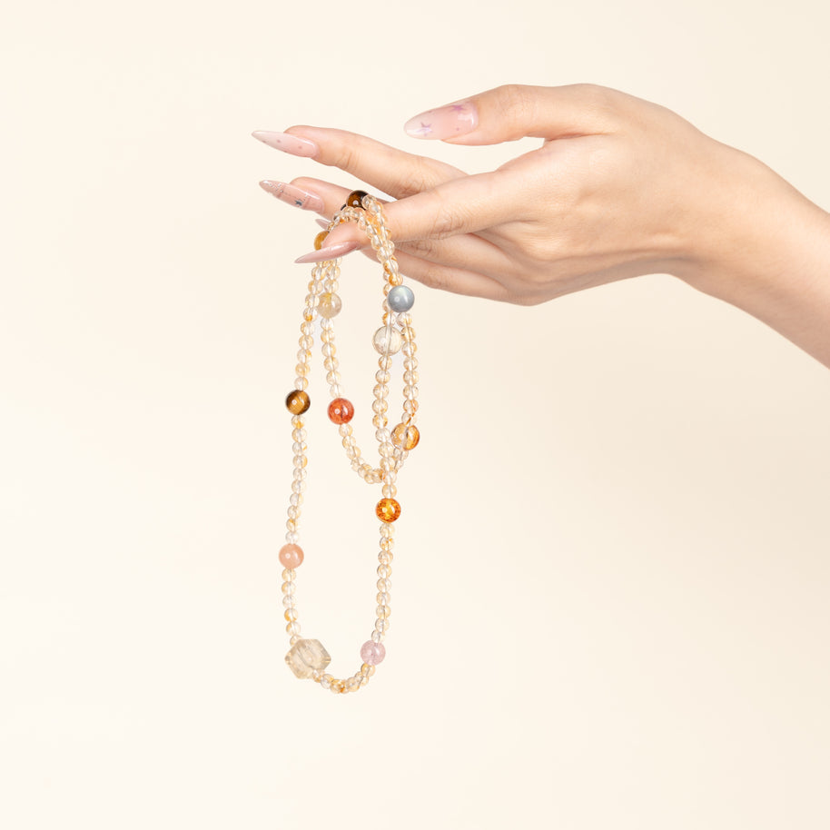 Confidence Career Fertile Gold Golden Tiger's Eye Gold Rutilated Quartz Handmade 3-Loop Bracelet·Earth｜Grounding — on-hand image 1