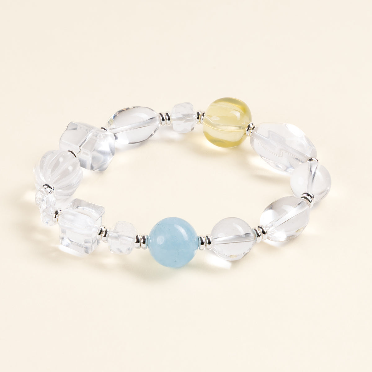 Source Connection Intuition Mirror Clear Clear Quartz Citrine Handmade Bracelet·Metal｜Clarity — main