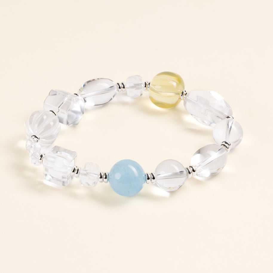 Source Connection Intuition Mirror Clear Clear Quartz Citrine Handmade Bracelet·Metal｜Clarity — main