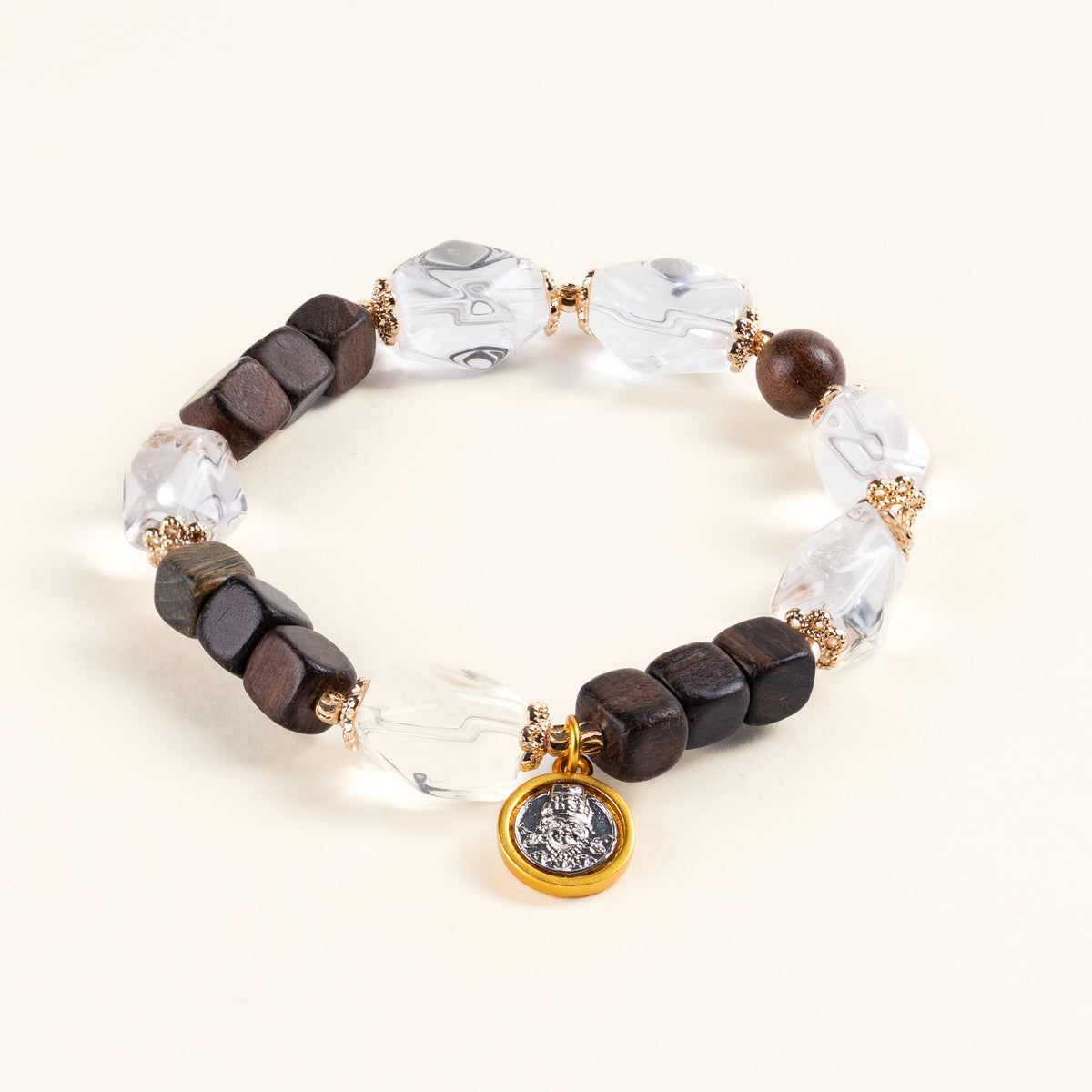 Source Connection Intuition Pale Reflection Clear Quartz Agarwood Handmade Bracelet·Metal｜Clarity — main
