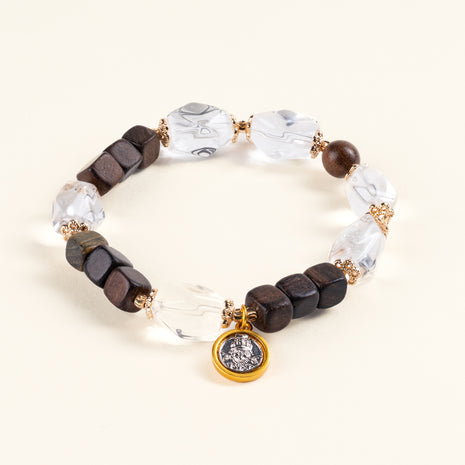 Source Connection Intuition Pale Reflection Clear Quartz Agarwood Handmade Bracelet·Metal｜Clarity — main