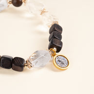 Source Connection Intuition Pale Reflection Clear Quartz Agarwood Handmade Bracelet·Metal｜Clarity — detail image 1