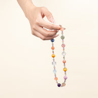 Calm Intuition Soft Evening Bloom Amethyst Green Fluorite Handmade Necklace·Fire｜Passion — on-hand image 2