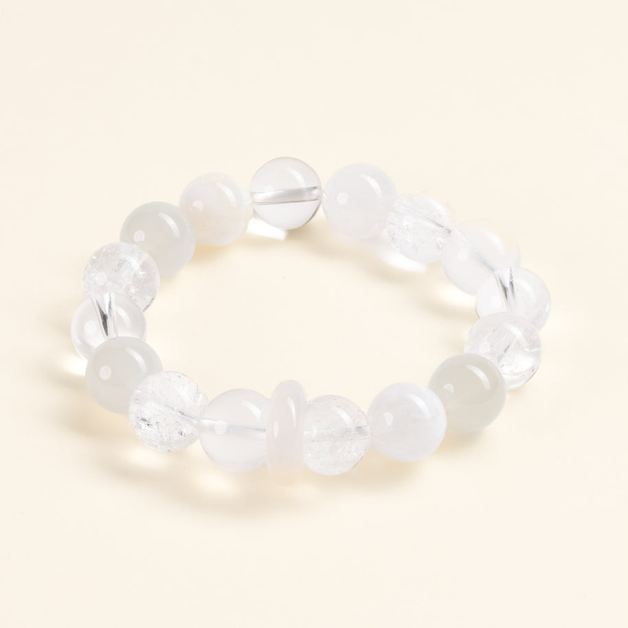Source Connection Intuition Moonlight Whisper Clear Quartz White Fluorite Handmade Bracelet·Metal｜Clarity — main