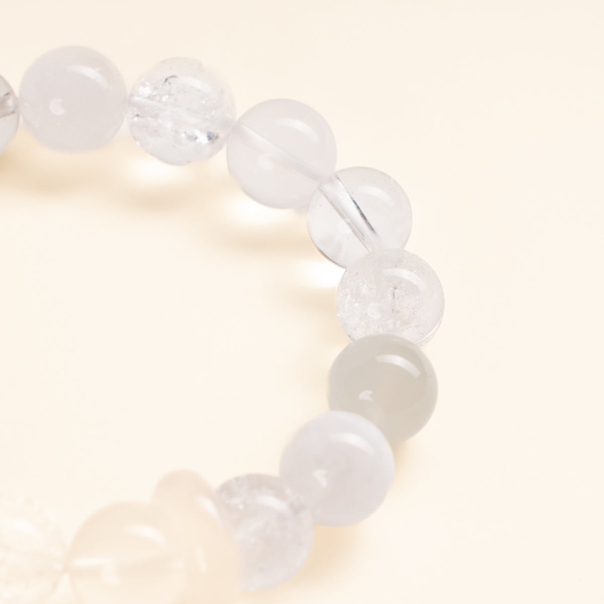 Source Connection Intuition Moonlight Whisper Clear Quartz White Fluorite Handmade Bracelet·Metal｜Clarity — detail image 1