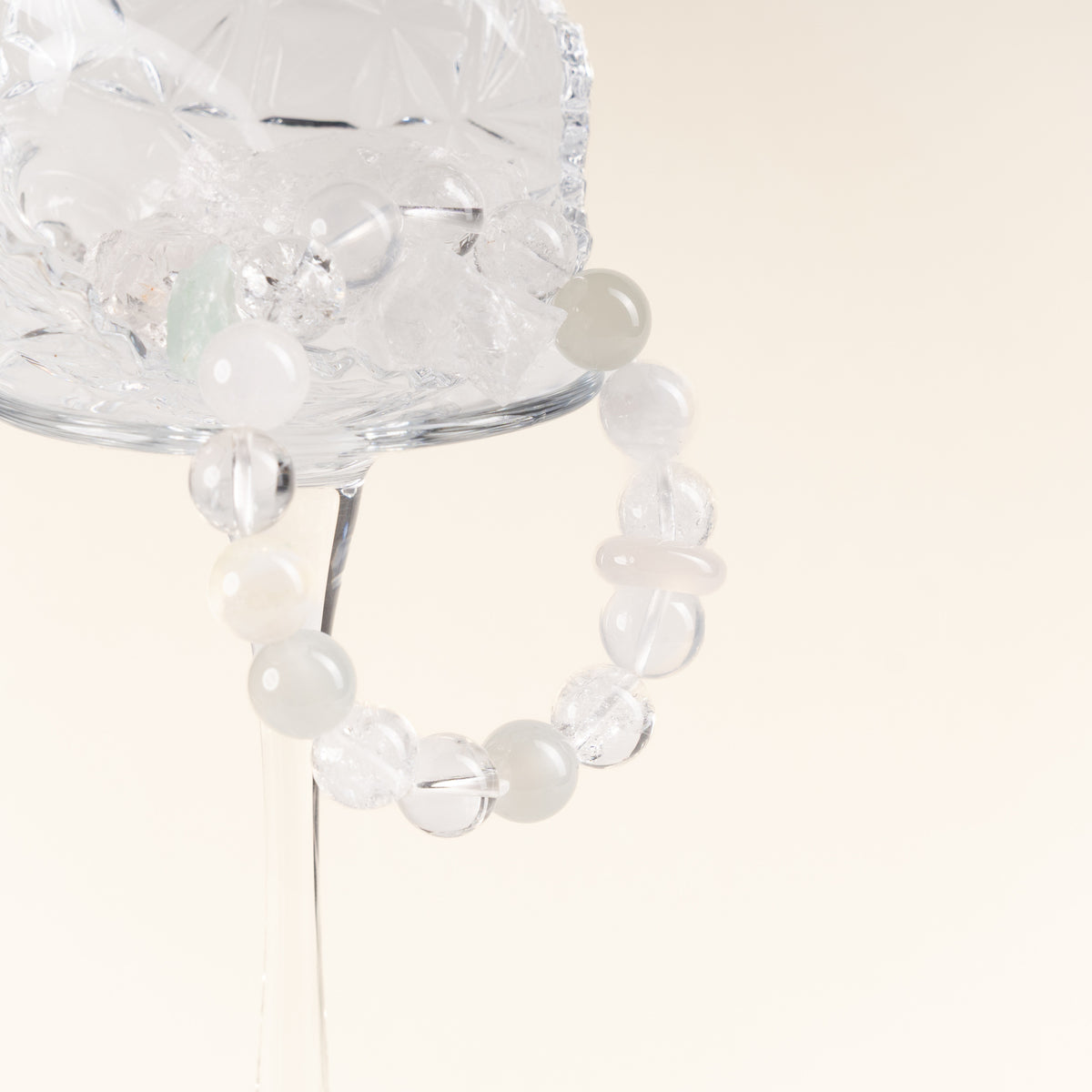 Source Connection Intuition Moonlight Whisper Clear Quartz White Fluorite Handmade Bracelet·Metal｜Clarity — atmosphere image 1