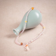 Source Connection Intuition First Moonlight Clear Quartz Beeswax Amber Handmade 3-Loop Bracelet·Metal｜Clarity — atmosphere image 2