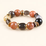 Cord-Cutting Cleansing Embers in the Dark Multicolor Black Gold Super Seven Grey Moonstone Handmade Bracelet·Earth｜Nourishment