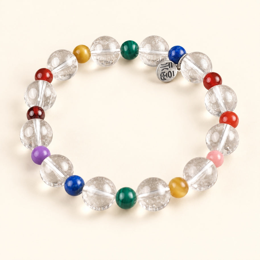 Cleansing Luck Quiet Prism Multicolor Clear Quartz Tiger's Eye Handmade Bracelet·Metal｜Refinement