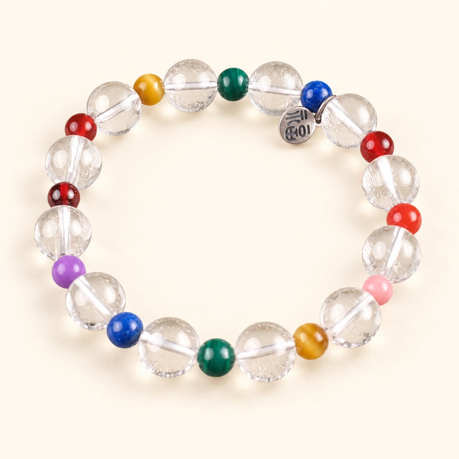 Cleansing Luck Quiet Prism Multicolor Clear Quartz Tiger's Eye Handmade Bracelet·Metal｜Refinement