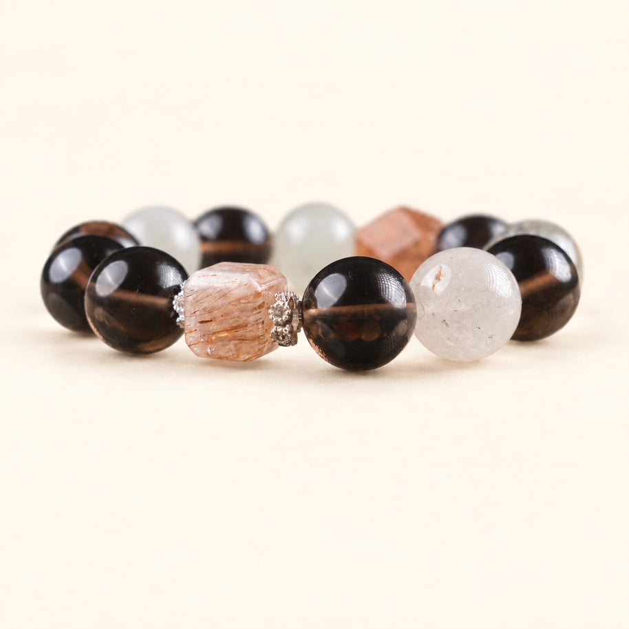 Cleansing Clear Waters Multicolor Smoky Quartz Handmade Bracelet·Earth｜Nourishment