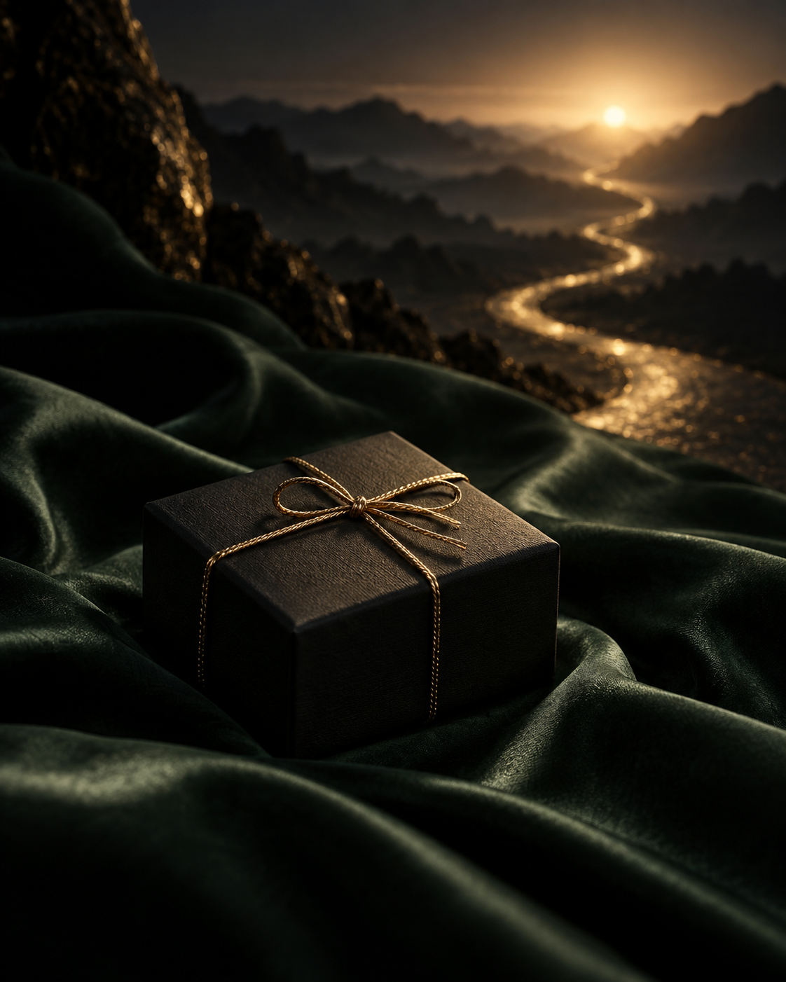 A black jewelry parcel beginning its journey